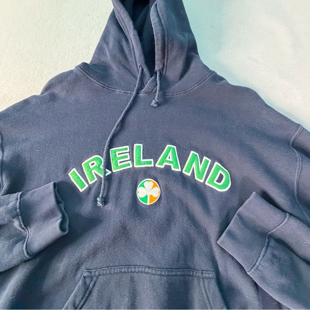 Lansdowne Ireland Hoodie Mens Large Navy Shamrock Pullover Sweatshirt Cotton